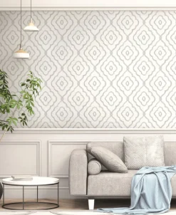 Seabrook Beach House Seaside Ogee Wallpaper - Daydream Gray