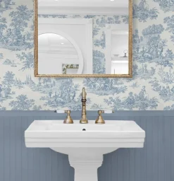 Seabrook Chateau Toile Wallpaper - Blue Bell