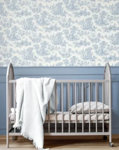 Seabrook Chateau Toile Wallpaper - Blue Bell