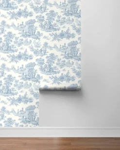 Seabrook Chateau Toile Wallpaper - Blue Bell