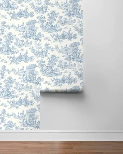 Seabrook Chateau Toile Wallpaper - Blue Bell