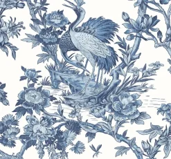 Seabrook DuPont Crane Toile High Performance Wallpaper - French Blue