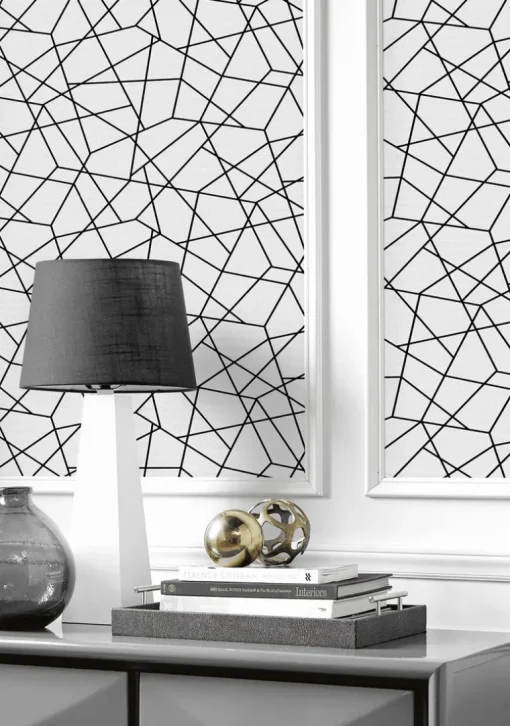 Seabrook DuPont Quartz Geo High Performance Wallpaper - Midnight Black