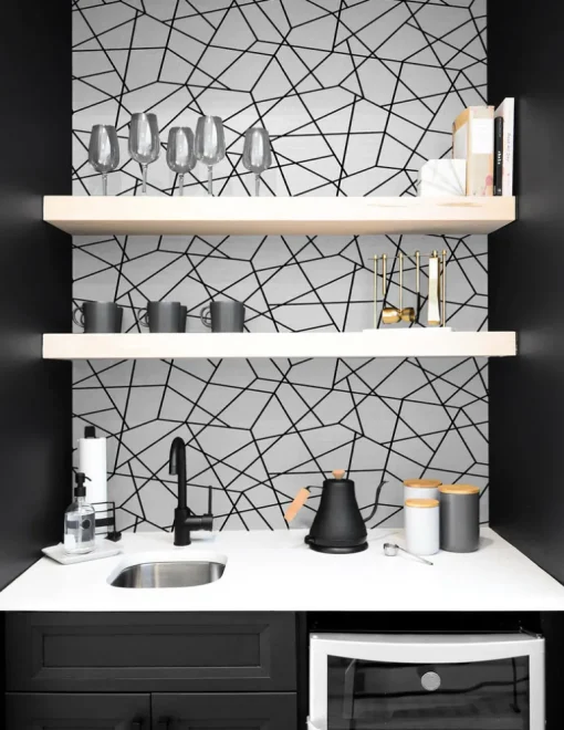 Seabrook DuPont Quartz Geo High Performance Wallpaper - Midnight Black