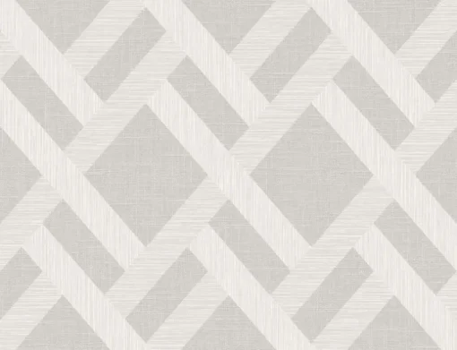 Seabrook Even More Textures Linen Trellis Wallpaper - Pavestone