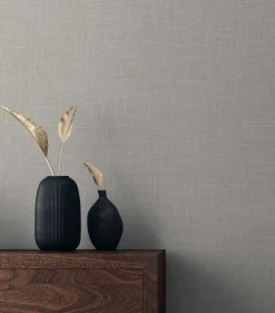 Seabrook Even More Textures Myrna Linen Wallpaper - Stone Grey