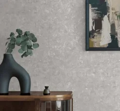 Seabrook Even More Textures Cement Faux Wallpaper - Silo & Metallic Silver