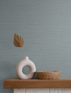 Seabrook Even More Textures Seahaven Rushcloth Wallpaper - Ethereal Blue