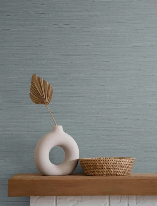 Seabrook Even More Textures Seahaven Rushcloth Wallpaper - Ethereal Blue