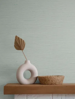 Seabrook Even More Textures Seahaven Rushcloth Wallpaper - Seaglass