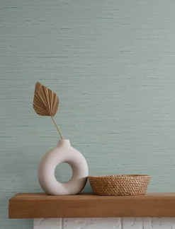 Seabrook Even More Textures Seahaven Rushcloth Wallpaper - Aloe