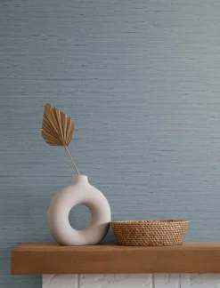 Seabrook Even More Textures Seahaven Rushcloth Wallpaper - Pacifico