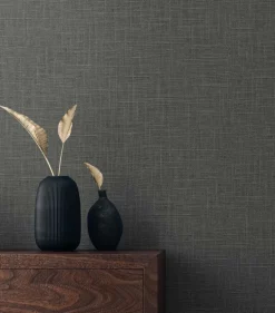 Seabrook Even More Textures Myrna Linen Wallpaper - Charcoal
