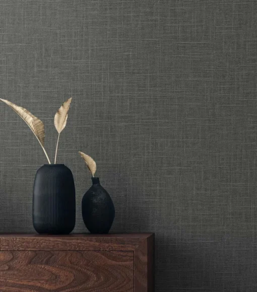 Seabrook Even More Textures Myrna Linen Wallpaper - Charcoal