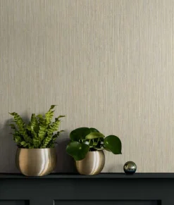 Seabrook Even More Textures Vertical Stria Wallpaper - Sandstone & Metallic Gold