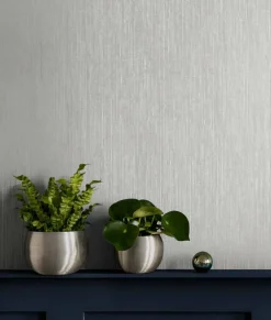 Seabrook Even More Textures Vertical Stria Wallpaper - Metallic Silver