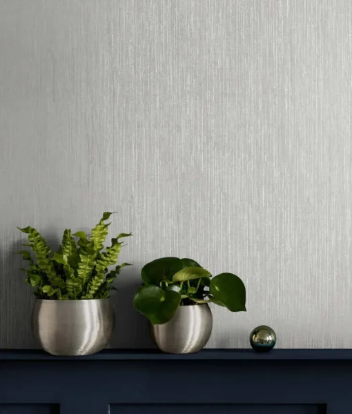 Seabrook Even More Textures Vertical Stria Wallpaper - Metallic Silver