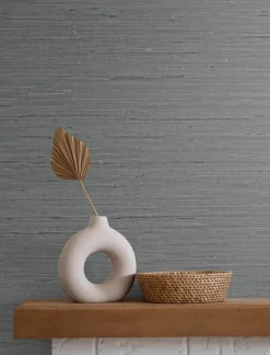 Seabrook Even More Textures Seahaven Rushcloth Wallpaper - Slate