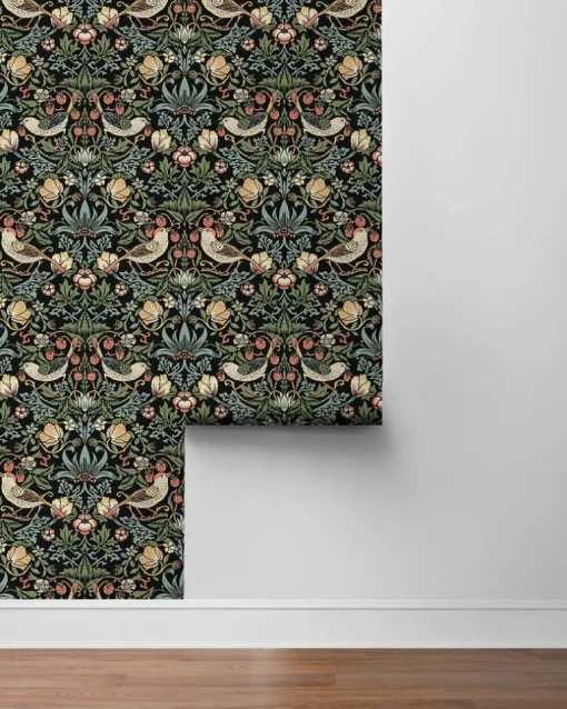 Seabrook Fragaria Garden Wallpaper - Ebony