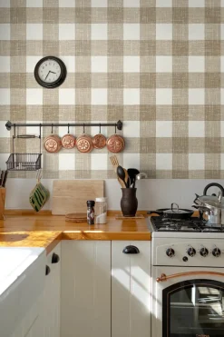 Seabrook French Country Bebe Gingham Wallpaper - Driftwood