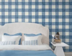 Seabrook French Country Bebe Gingham Wallpaper - Denim Wash