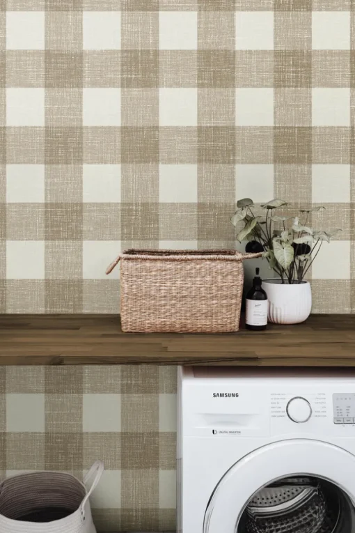 Seabrook French Country Bebe Gingham Wallpaper - Driftwood
