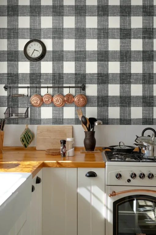 Seabrook French Country Bebe Gingham Wallpaper - Poppy Seed