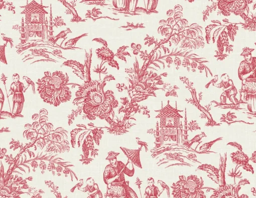 Seabrook French Country Colette Chinoiserie Wallpaper - Antique Ruby
