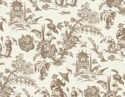 Seabrook French Country Colette Chinoiserie Wallpaper - Hickory Smoke