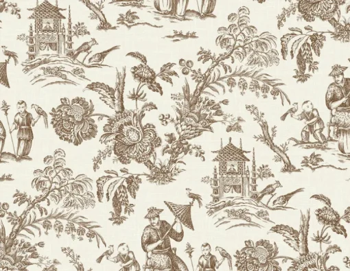 Seabrook French Country Colette Chinoiserie Wallpaper - Hickory Smoke