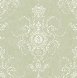 Seabrook French Country Colette Cameo Wallpaper - Washed Green