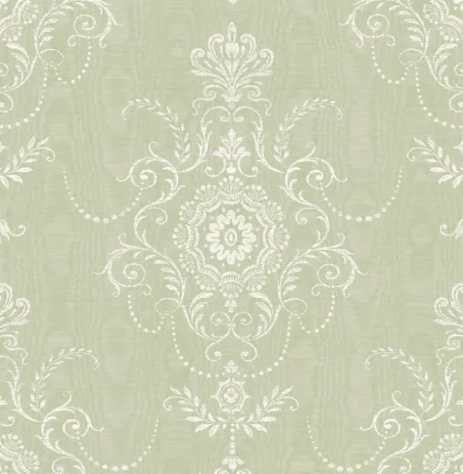 Seabrook French Country Colette Cameo Wallpaper - Washed Green