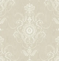 Seabrook French Country Colette Cameo Wallpaper - Fog