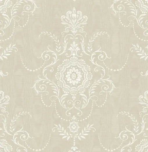 Seabrook French Country Colette Cameo Wallpaper - Fog