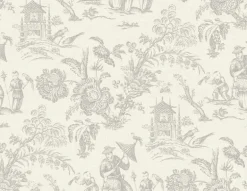 Seabrook French Country Colette Chinoiserie Wallpaper - French Grey