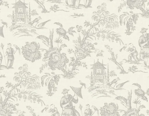 Seabrook French Country Colette Chinoiserie Wallpaper - French Grey