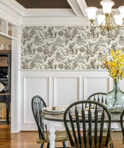 Seabrook French Country Colette Chinoiserie Wallpaper - Hickory Smoke