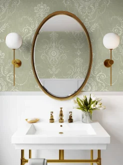 Seabrook French Country Colette Cameo Wallpaper - Washed Green