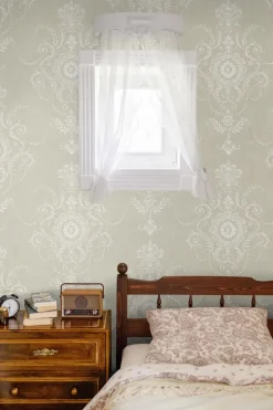 Seabrook French Country Colette Cameo Wallpaper - Fog