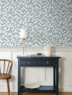 Seabrook French Country Corail Wallpaper - Denim Wash