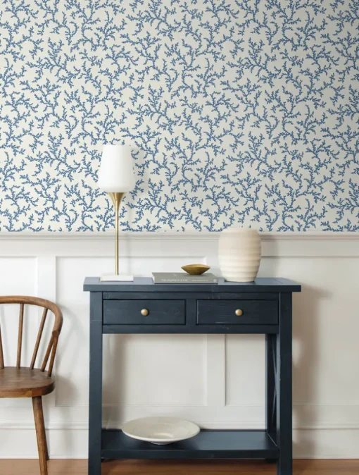 Seabrook French Country Corail Wallpaper - Denim Wash