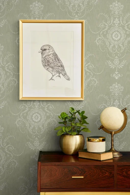 Seabrook French Country Colette Cameo Wallpaper - Washed Green