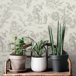 Seabrook French Country Colette Chinoiserie Wallpaper - French Grey