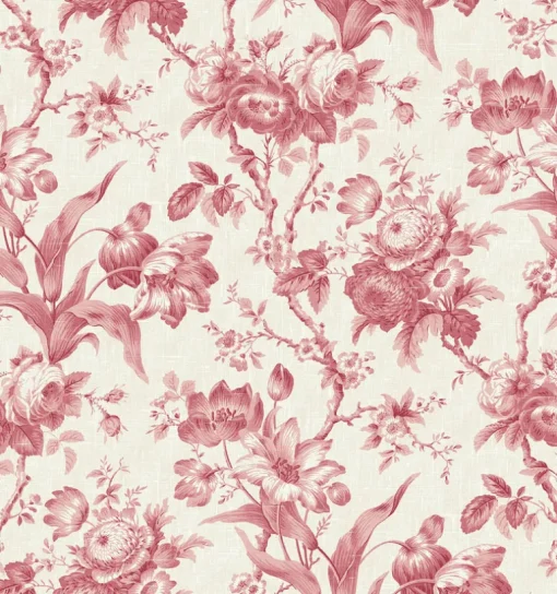 Seabrook French Country En Rose Wallpaper - Cranberry