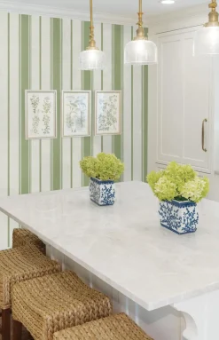 Seabrook French Country Eliott Linen Stripe Wallpaper - Pomme