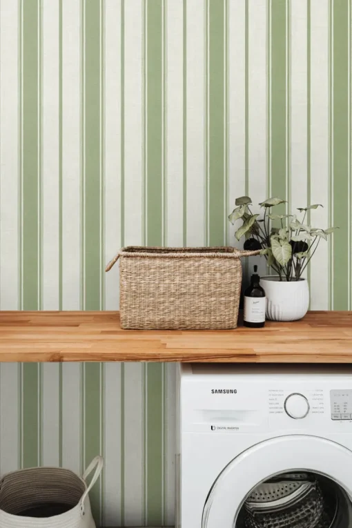 Seabrook French Country Eliott Linen Stripe Wallpaper - Pomme