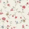 Seabrook French Country Florale Trail Wallpaper - Cranberry & Blue Bell