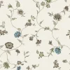 Seabrook French Country Florale Trail Wallpaper - Greige & Blue Bell