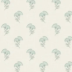 Seabrook French Country Lotus Branch Floral Wallpaper - Minty Meadow & French Grey