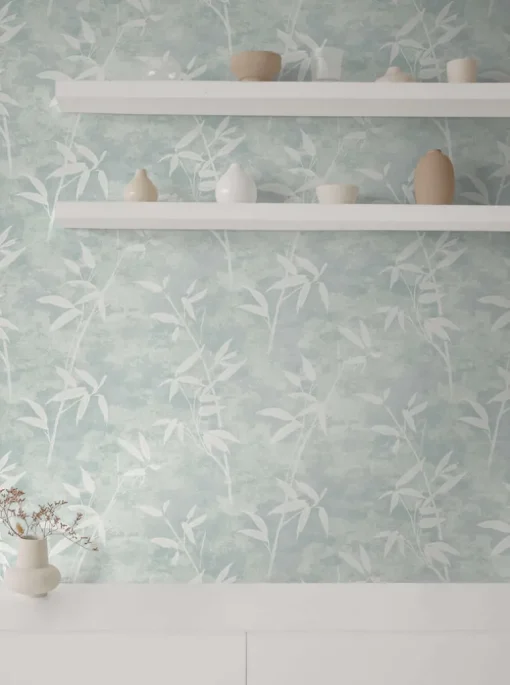 Seabrook Japandi Style Honshu Bamboo Wallpaper - Blue